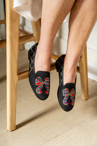 By Paige Holiday Collection Needlepoint Loafers Tartan Bow