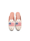 Misses Popular Needlepoint Mules By Paige  American Flag on Ivory