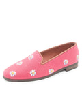 Misses Needlepoint Loafers Raspberry with Daisies