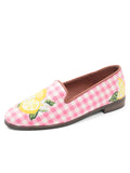 Misses Needlepoint Loafer by Psige Pink Gingham with Lemon