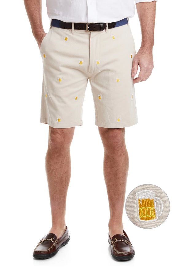 Cisco Embroidered Shorts by Castaway Clothing Beer on Khaki