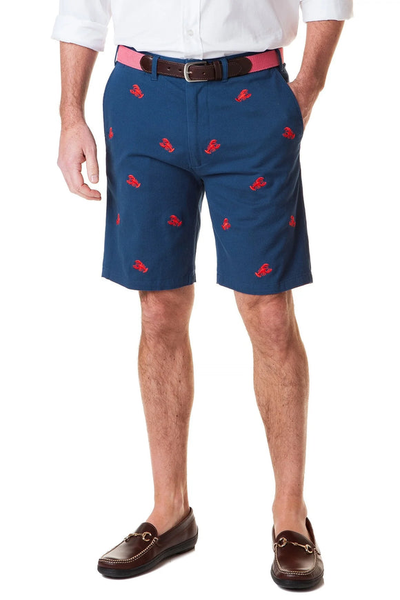 Cisco Embroidered Shorts by Castaway clothing Lobster on Navy