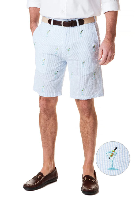 Castaway Embroidered  Seersucker shortMartini Time