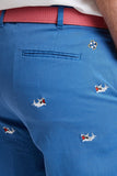 Cisco Embroidered Shorts Shark on Ocean Blue