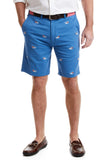 Cisco Embroidered Shorts Shark on Ocean Blue